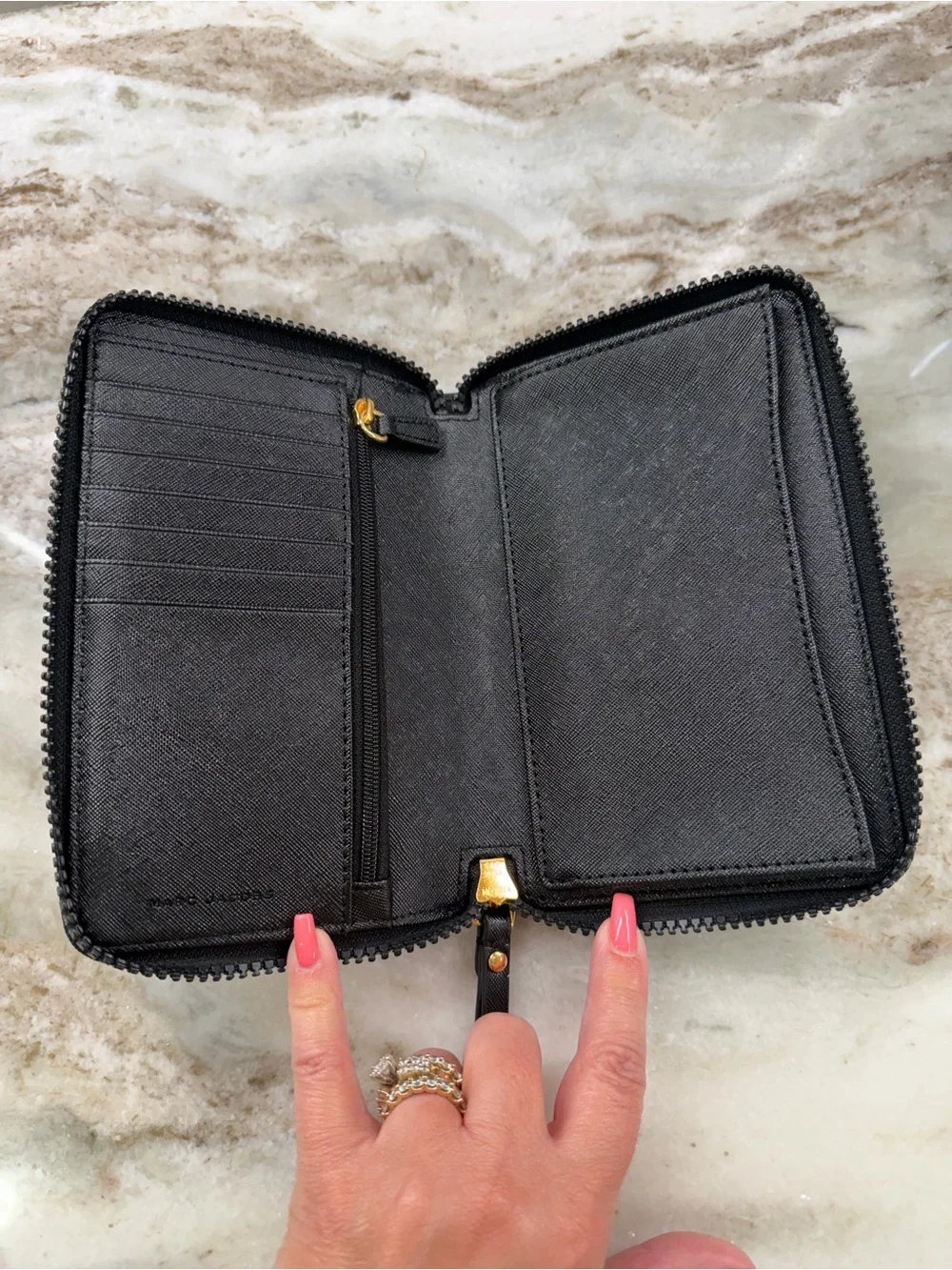 Marc Jacobs Black Zip-Around Wristlet with Graphic Logo